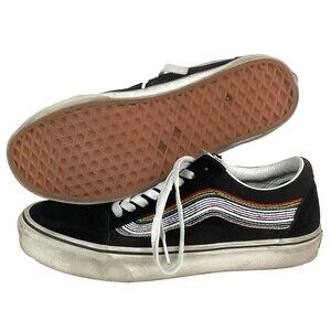 Vans OWT 'Love Is Love' -Men's 9/Women's 10.5 -Black Suede Stitched Rainbow Low